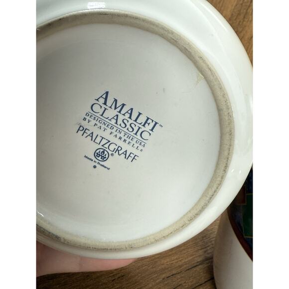 Amalfi Classic by Pfaltzgraff Sugar/cream Bowl Navy Burgundy Dark Green Design - Picture 4 of 6